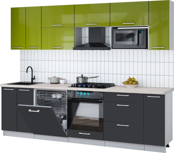 Кухонный гарнитур Интерлиния Мила Gloss 2.7-ПМ2 - фото