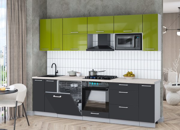 Кухонный гарнитур Интерлиния Мила Gloss 2.7-ПМ2