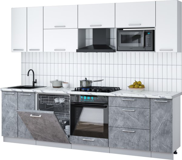 Кухонный гарнитур Интерлиния Мила Gloss 2.7-ПМ2 - фото