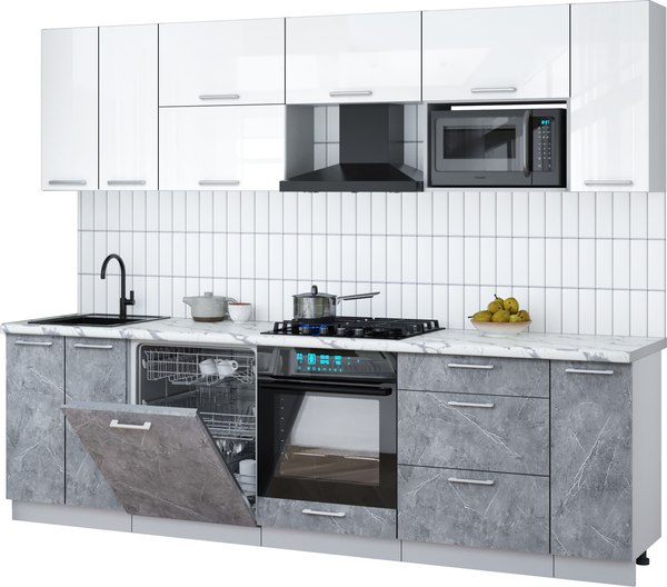 Кухонный гарнитур Интерлиния Мила Gloss 2.7-ПМ2 - фото