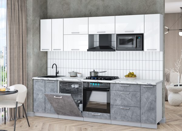 Кухонный гарнитур Интерлиния Мила Gloss 2.7-ПМ2