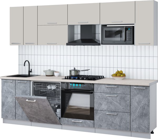 Кухонный гарнитур Интерлиния Мила Gloss 2.7-ПМ2 - фото