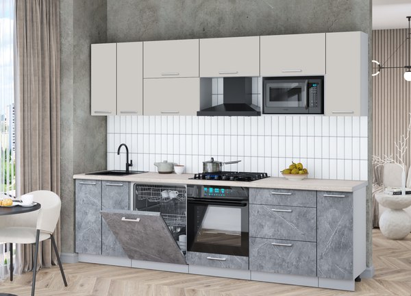 Кухонный гарнитур Интерлиния Мила Gloss 2.7-ПМ2