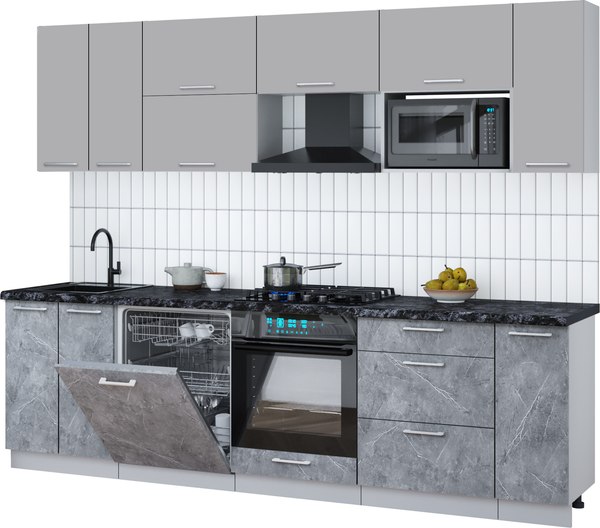 Кухонный гарнитур Интерлиния Мила Gloss 2.7-ПМ2 - фото