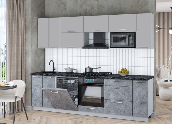 Кухонный гарнитур Интерлиния Мила Gloss 2.7-ПМ2