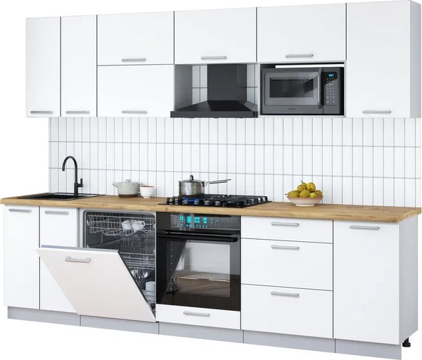 Кухонный гарнитур Интерлиния Мила Gloss 2.8-ПМ2 - фото