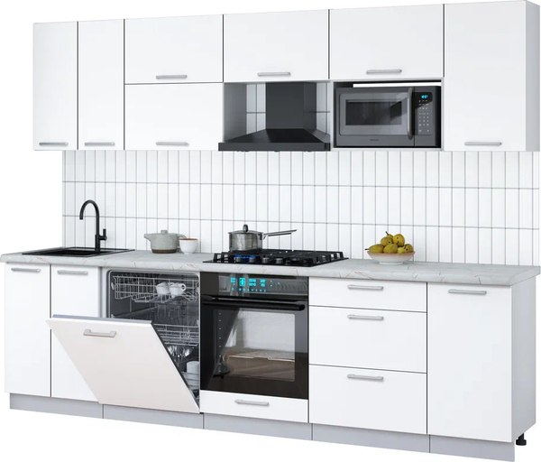 Кухонный гарнитур Интерлиния Мила Gloss 2.8-ПМ2 - фото