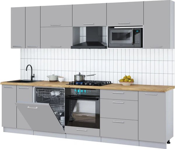 Кухонный гарнитур Интерлиния Мила Gloss 2.8-ПМ2 - фото
