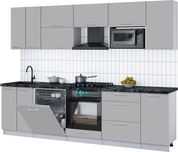 Кухонный гарнитур Интерлиния Мила Gloss 2.8-ПМ2 - фото