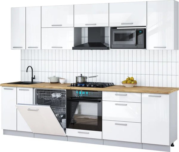 Кухонный гарнитур Интерлиния Мила Gloss 2.8-ПМ2 - фото