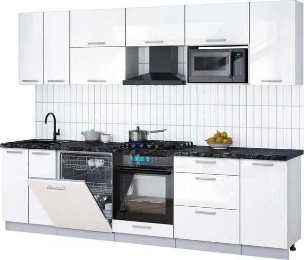 Кухонный гарнитур Интерлиния Мила Gloss 2.8-ПМ2 - фото