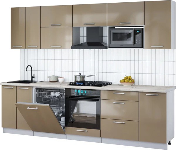 Кухонный гарнитур Интерлиния Мила Gloss 2.8-ПМ2 - фото