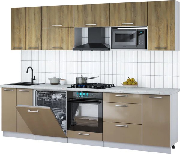 Кухонный гарнитур Интерлиния Мила Gloss 2.8-ПМ2 - фото