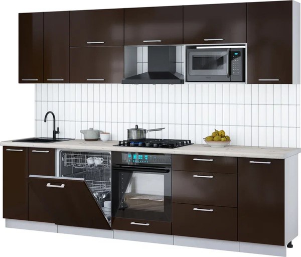 Кухонный гарнитур Интерлиния Мила Gloss 2.8-ПМ2 - фото