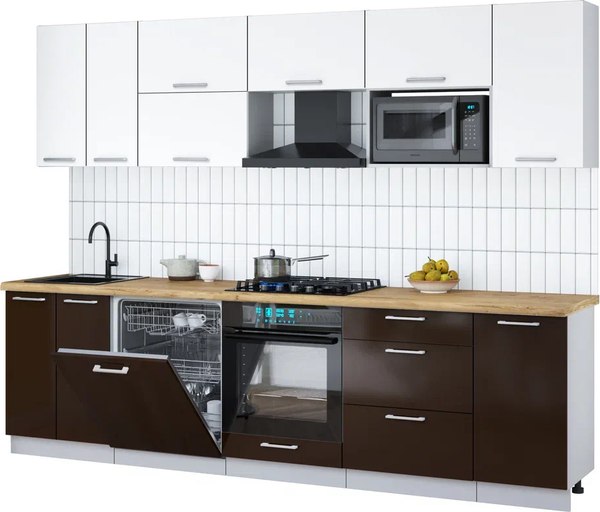 Кухонный гарнитур Интерлиния Мила Gloss 2.8-ПМ2 - фото