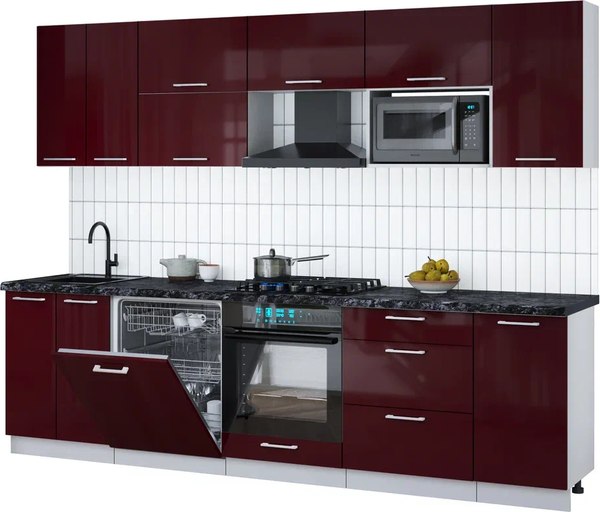 Кухонный гарнитур Интерлиния Мила Gloss 2.8-ПМ2 - фото