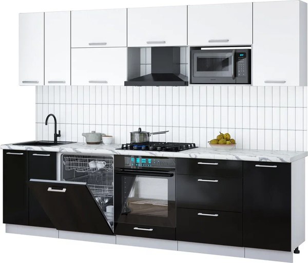 Кухонный гарнитур Интерлиния Мила Gloss 2.8-ПМ2 - фото