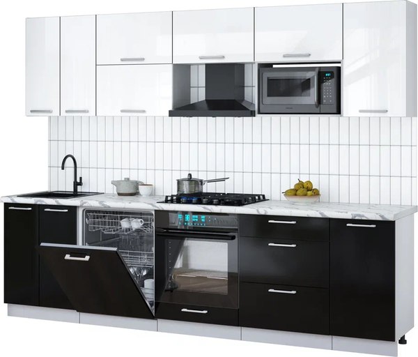Кухонный гарнитур Интерлиния Мила Gloss 2.8-ПМ2 - фото