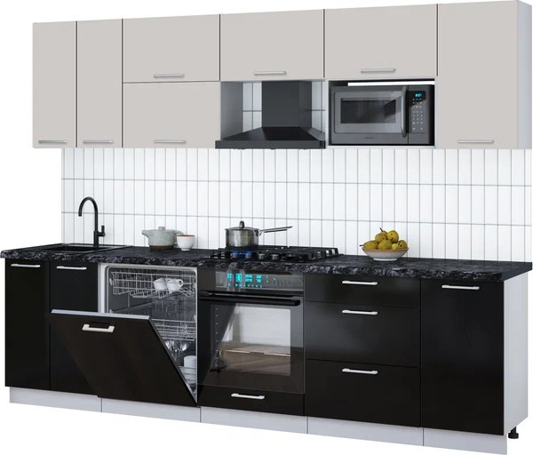 Кухонный гарнитур Интерлиния Мила Gloss 2.8-ПМ2 - фото