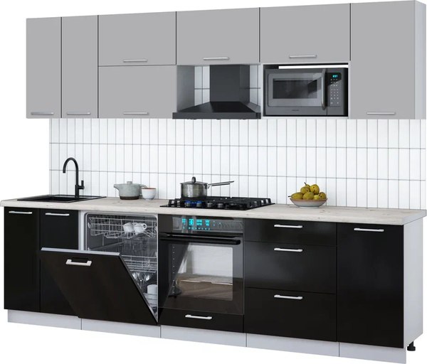 Кухонный гарнитур Интерлиния Мила Gloss 2.8-ПМ2 - фото