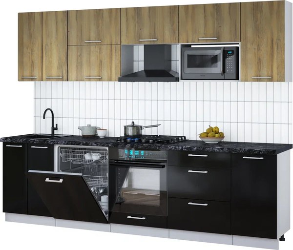 Кухонный гарнитур Интерлиния Мила Gloss 2.8-ПМ2 - фото