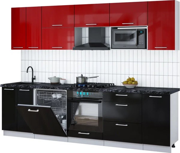 Кухонный гарнитур Интерлиния Мила Gloss 2.8-ПМ2 - фото