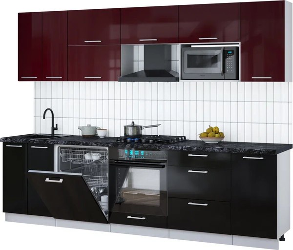 Кухонный гарнитур Интерлиния Мила Gloss 2.8-ПМ2 - фото