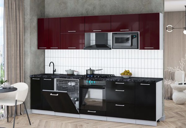 Кухонный гарнитур Интерлиния Мила Gloss 2.8-ПМ2