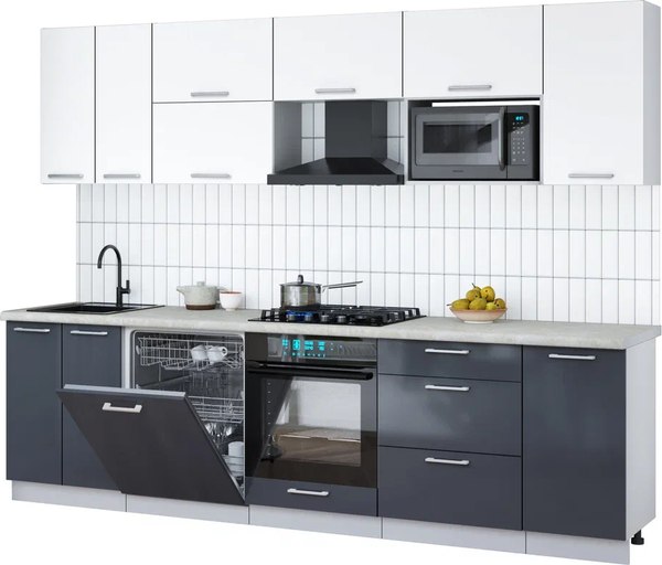 Кухонный гарнитур Интерлиния Мила Gloss 2.8-ПМ2 - фото