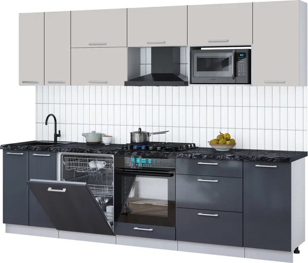 Кухонный гарнитур Интерлиния Мила Gloss 2.8-ПМ2 - фото