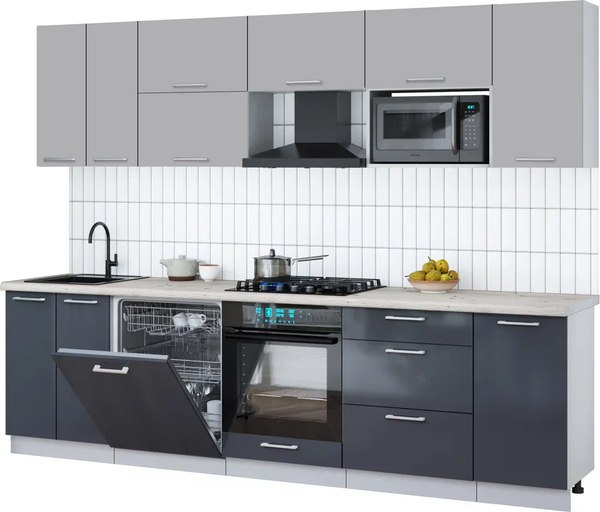 Кухонный гарнитур Интерлиния Мила Gloss 2.8-ПМ2 - фото