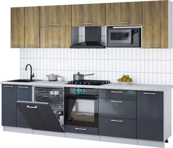 Кухонный гарнитур Интерлиния Мила Gloss 2.8-ПМ2 - фото