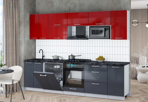 Кухонный гарнитур Интерлиния Мила Gloss 2.8-ПМ2