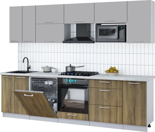 Кухонный гарнитур Интерлиния Мила Gloss 2.8-ПМ2 - фото