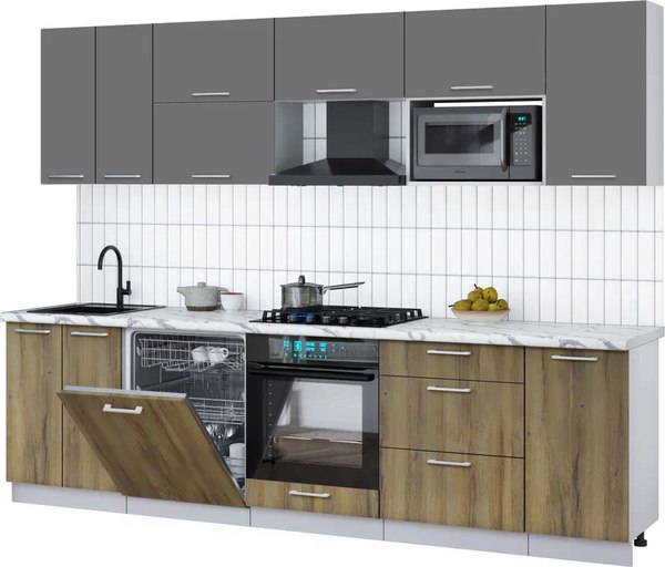 Кухонный гарнитур Интерлиния Мила Gloss 2.8-ПМ2 - фото