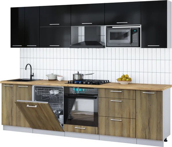Кухонный гарнитур Интерлиния Мила Gloss 2.8-ПМ2 - фото