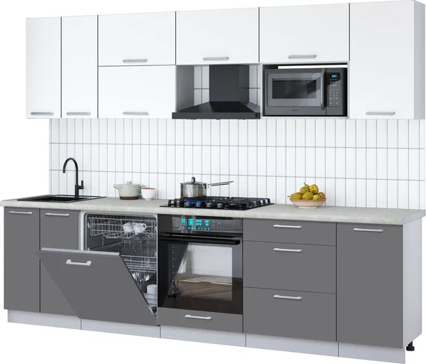 Кухонный гарнитур Интерлиния Мила Gloss 2.8-ПМ2 - фото