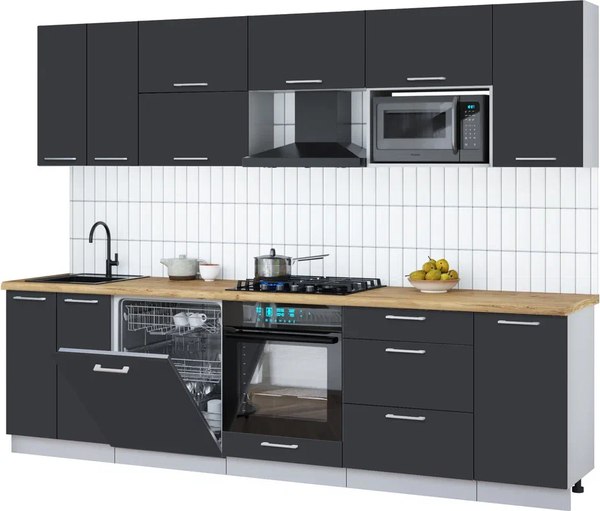 Кухонный гарнитур Интерлиния Мила Gloss 2.8-ПМ2 - фото