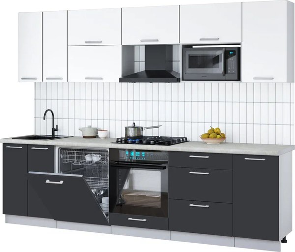 Кухонный гарнитур Интерлиния Мила Gloss 2.8-ПМ2 - фото