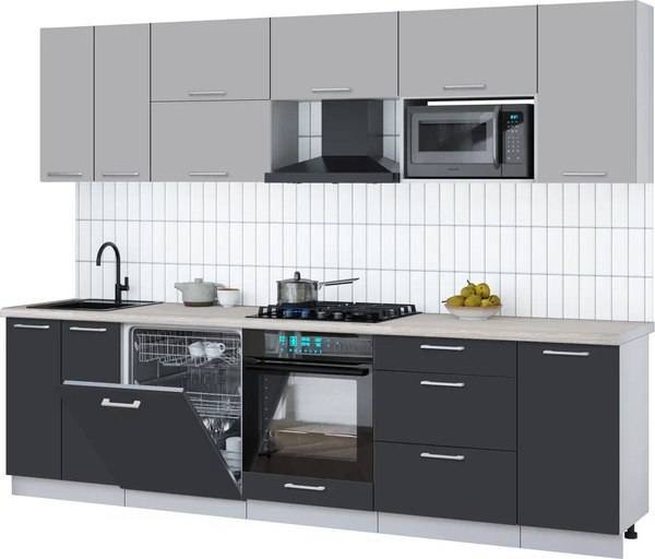 Кухонный гарнитур Интерлиния Мила Gloss 2.8-ПМ2 - фото
