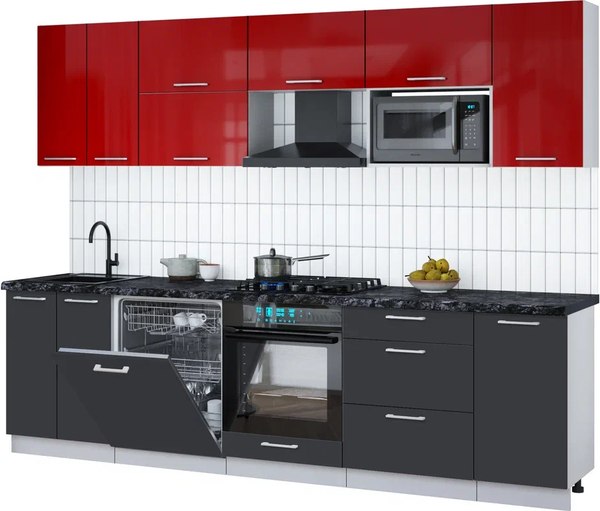 Кухонный гарнитур Интерлиния Мила Gloss 2.8-ПМ2 - фото