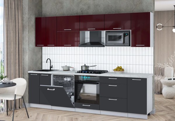 Кухонный гарнитур Интерлиния Мила Gloss 2.8-ПМ2