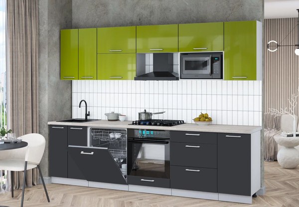 Кухонный гарнитур Интерлиния Мила Gloss 2.8-ПМ2