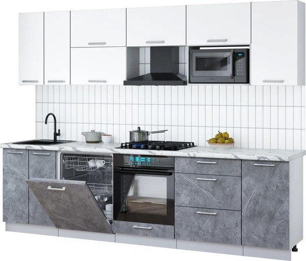 Кухонный гарнитур Интерлиния Мила Gloss 2.8-ПМ2 - фото