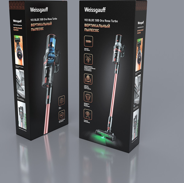 Вертикальный пылесос Weissgauff V12 BLDC 500 Ora Rosa Turbo