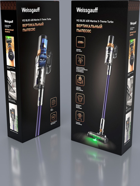 Вертикальный пылесос Weissgauff V12 BLDC 630 Marine X-Treme Turbo