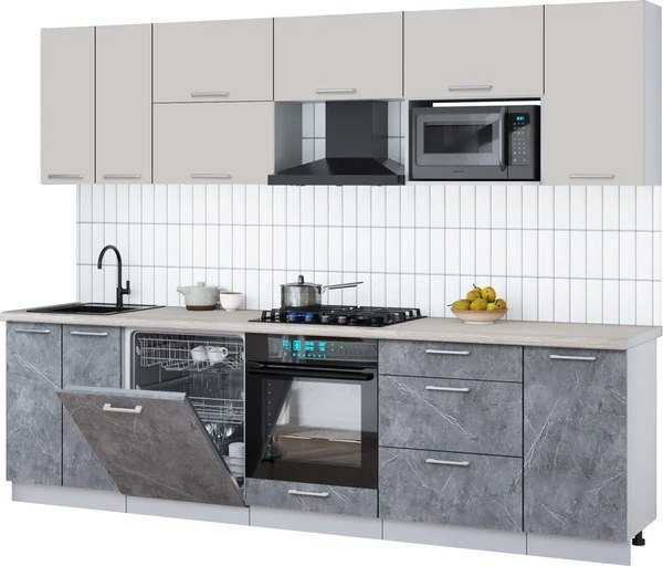 Кухонный гарнитур Интерлиния Мила Gloss 2.8-ПМ2 - фото