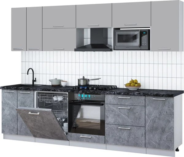Кухонный гарнитур Интерлиния Мила Gloss 2.8-ПМ2 - фото