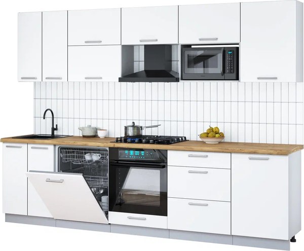 Кухонный гарнитур Интерлиния Мила Gloss 2.9-ПМ2 - фото