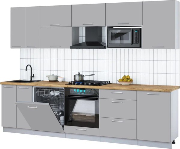 Кухонный гарнитур Интерлиния Мила Gloss 2.9-ПМ2 - фото